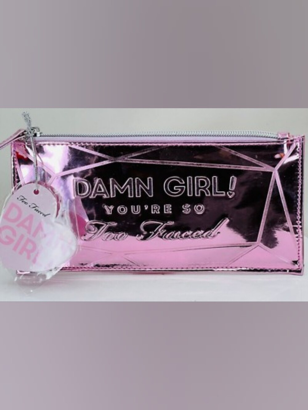 🧚‍♀️Too Faced Damn Girl Metallic Pink Makeup Bag NWT